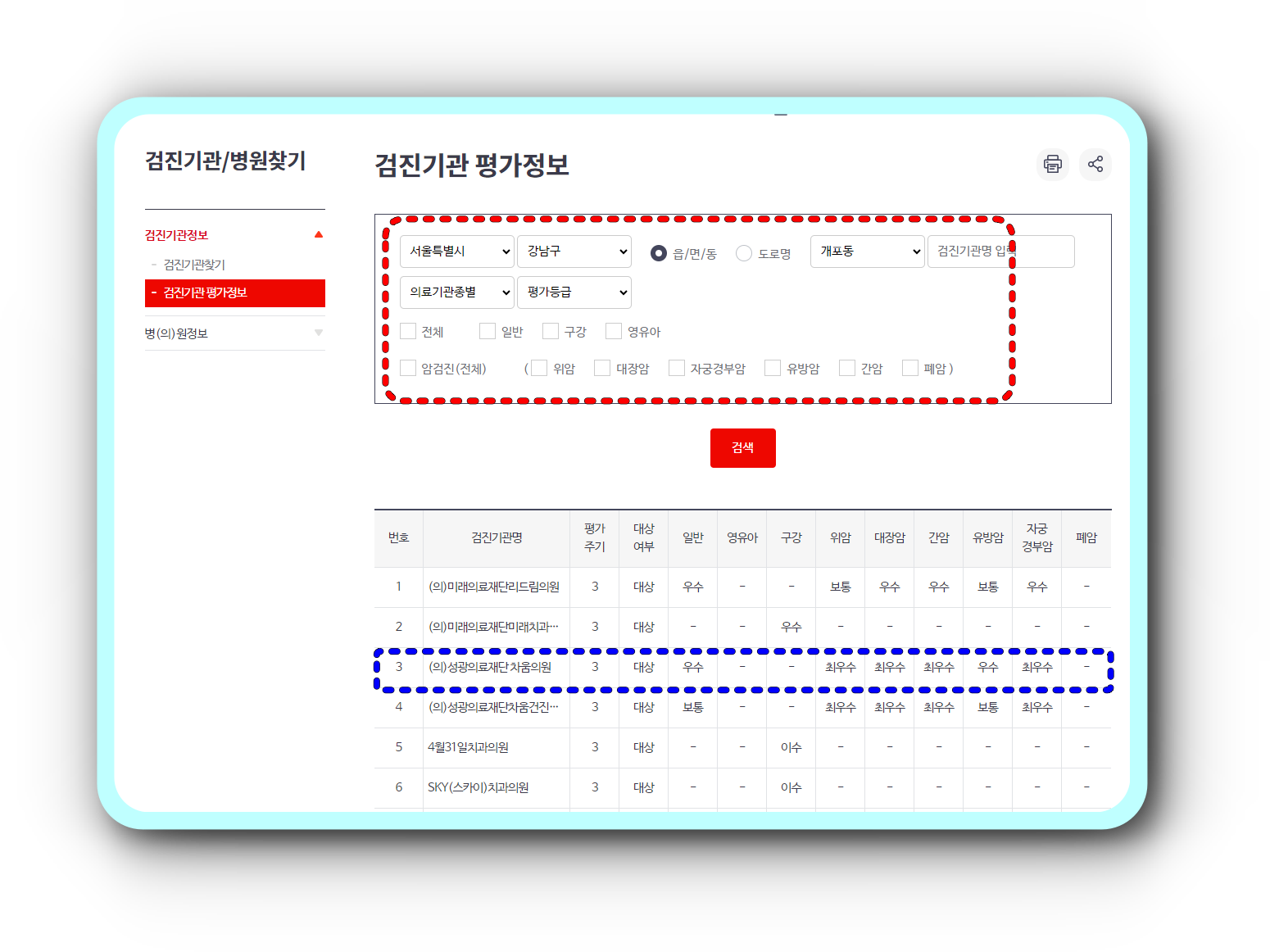 국민건강보험공단 건강 검진 평가 정보